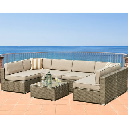Suncrown Outdoor Patio Furniture Set 7 Piece Modular Sectional Suncrown Outdoor Patio Furniture Set 7 Piece Modular Sectional Sofa All