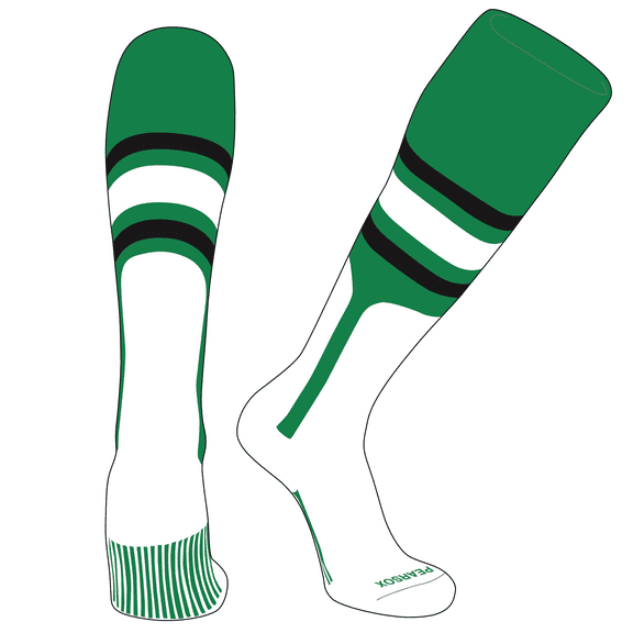 PEAR SOX OTC Baseball Softball Stirrup Socks (B, 9in) Kelly Green, Black, White