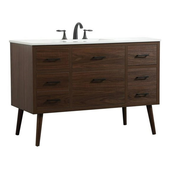 48 inch single bathroom vanity in walnut