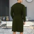 thumbnail image 3 of Defitshape Men's Cotton Long Robe Soft Long Sleeve Summer Spring Lightweight Knee Length Pocket Comfy House SPA Hotel Hot Tub V Neck Bathrobe Olive Large, 3 of 5