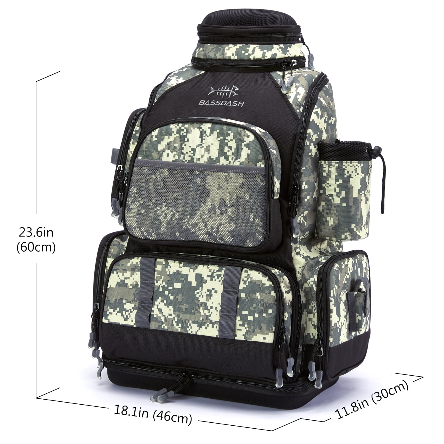 Bassdash Water Resistant Lightweight Tactical Fishing Tackle Backpack with Soft Tackle Box and Rain Cover