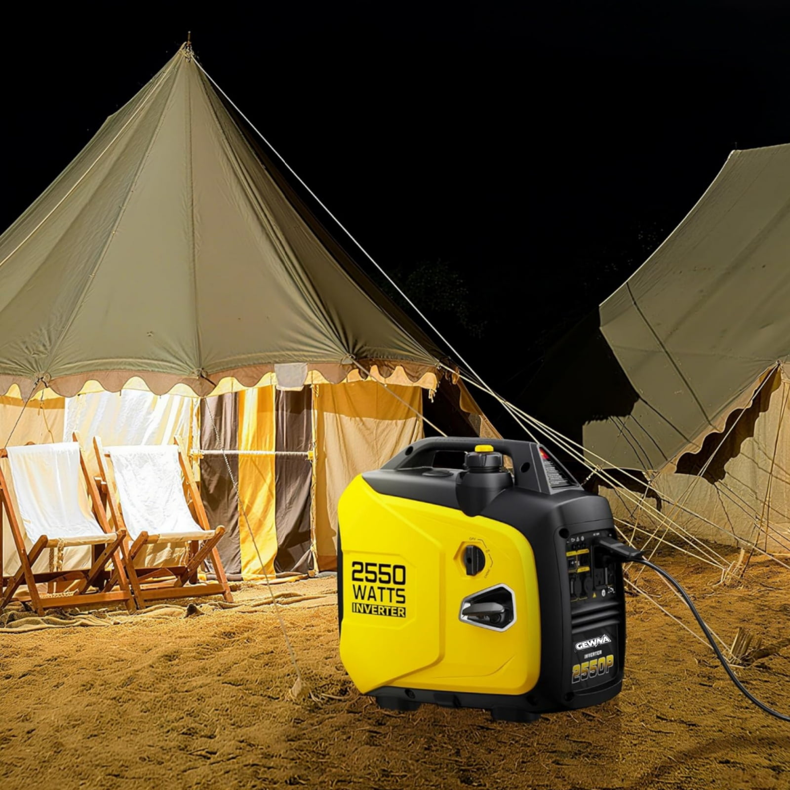 Gewna 2550W Gas Inverter Generator,Portable & Quiet,Low Oil for Home Use, Camping, Outdoor,Yellow