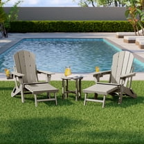 WestinTrends Malibu 3-Piece Outdoor Folding Adjustable Adirondack Chair with Cup Holder & Hideaway Ottoman and 18" Side Table, Sand