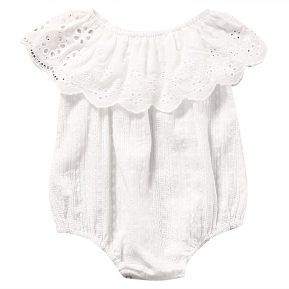 Douhoow 0-24M Baby Girl Off Shoulder Hollow Out Ruffle Romper Summer Infant Sweet Princess Jumpsuit