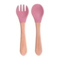 thumbnail image 1 of Wooden Handle Fork Spoon Set Tableware Kitchen Cutlery Durable Smooth Finish For Dining Camping Travel, 1 of 4