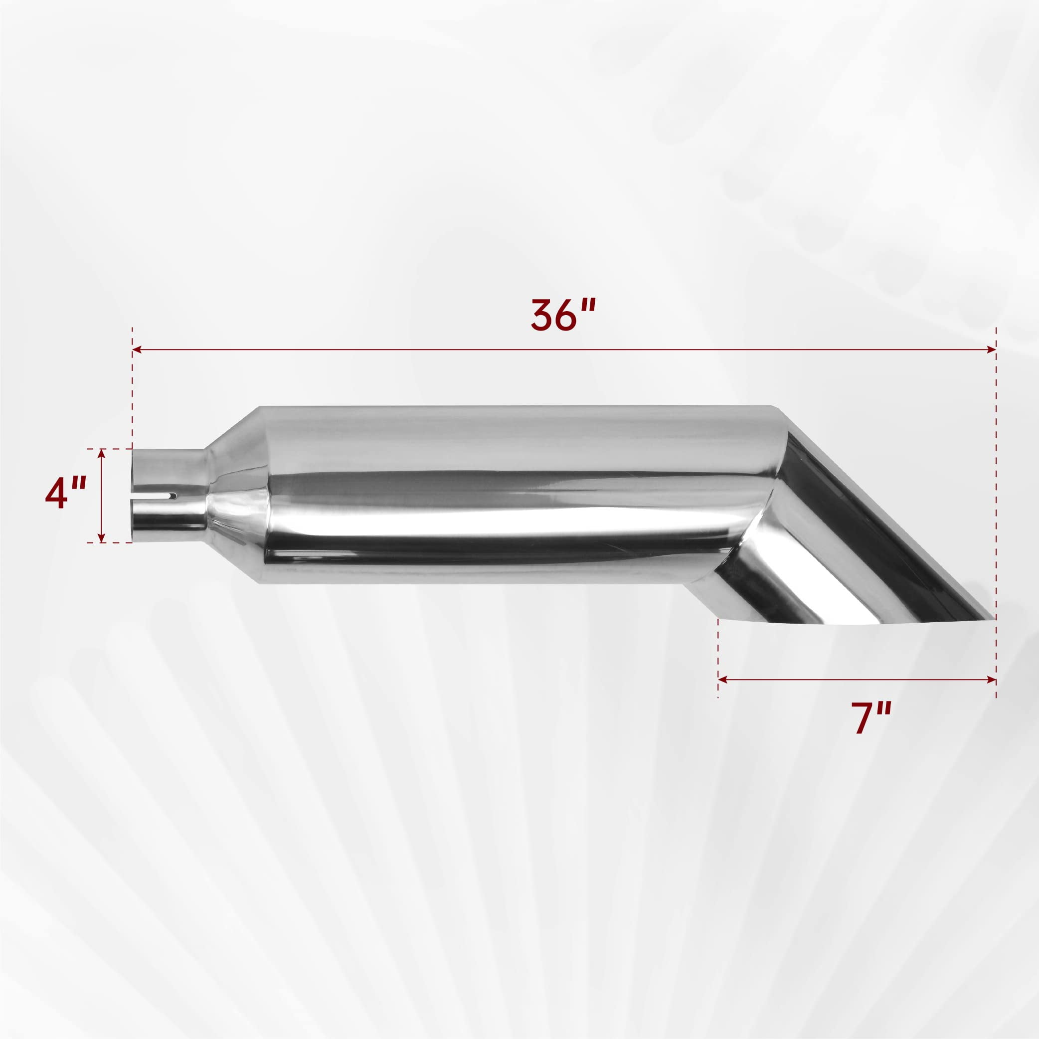 4" Inlet 7" Outlet 36" Tall Diesel Exhaust Stack Tip Polished Stainless Steel