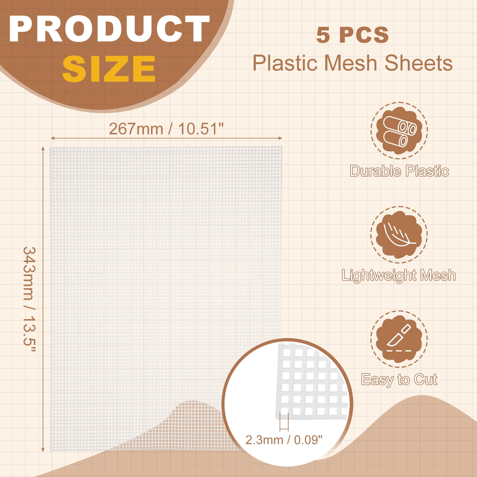 Uxcell 5 Pack Mesh Canvas Sheets, 10.5 x 13.5 Inch Plastic Canvas, Eye Mesh for Embroidery, Crafting, Knit and Crochet Project, Bag Making, Home Decoration, White