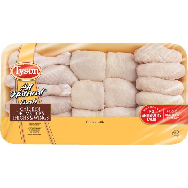 Tyson® All Natural Fresh Chicken Drumsticks, Thighs & Wings, 45 lbs
