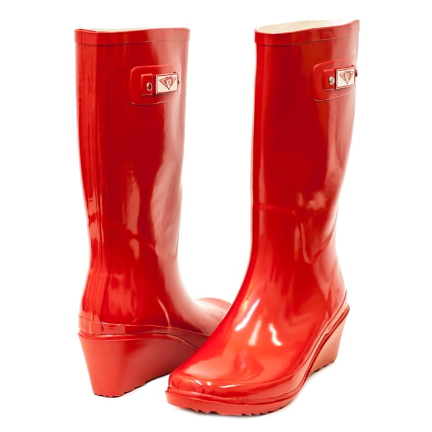 womens red wedge boots