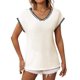 thumbnail image 2 of Suéter Sin Mangas para Mujer, Informal, con Cuello en V y Mangas , Tejido de Punto, Color Cremoso, Talla XL, 2 of 9
