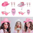 thumbnail image 2 of Carnivals Adult Cowboy Hat with Heart Sunglasses+Cashew Kerchief+Earring Bridal Western Fedoras Hat Photography Tools Pink Studded Cowboy, 2 of 2
