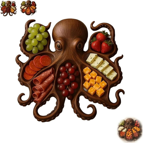 Octopus Charcuterie Platter, Ocean Theme Party Tray, Funny Charcuterie Board, Meats & Fruit for Seafood Lovers & Entertainers(Style-1)