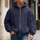 thumbnail image 1 of MHFRRA Sudadera con Capucha de Color Liso para Hombre, Talla Grande, Informal, Deportiva, A La Moda, para Otoño/Invierno Marina de guerra, 1 of 4