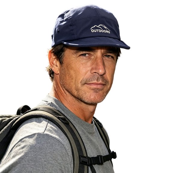 PRINxy Men's 5-Panel Short Brim Workwear Baseball Cap, Mountain Embroidery Lightweight Sun Hat for Hiking & Outdoor Sports Blue