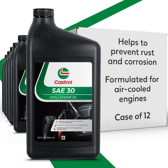 Castrol SAE 30 Small Engine Oil For 4-Cycle Engines – Protects Against Rust & Corrosion – Formulated For Air-Cooled Engines - Case of 12 (1 qt)