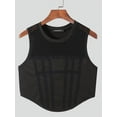 thumbnail image 3 of Men's Sleeveless O-neck Vests Mesh Patchwork Transparent Tank Tops, 3 of 6