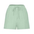 thumbnail image 6 of vigerkar Linen Bermuda Shorts for Women Drawstring High Waisted Casual Ruffle Shorts with Pocket (Light Green, M), 6 of 6