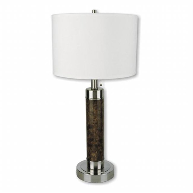 Ore International 31112 26 Cylinder Table Lamp - Walnut finish