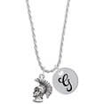 thumbnail image 1 of Delight Jewelry Silvertone Large Trojan - Mascot Silvertone Script Initial Disc - G - Charm Necklace, 20"+3", 1 of 4