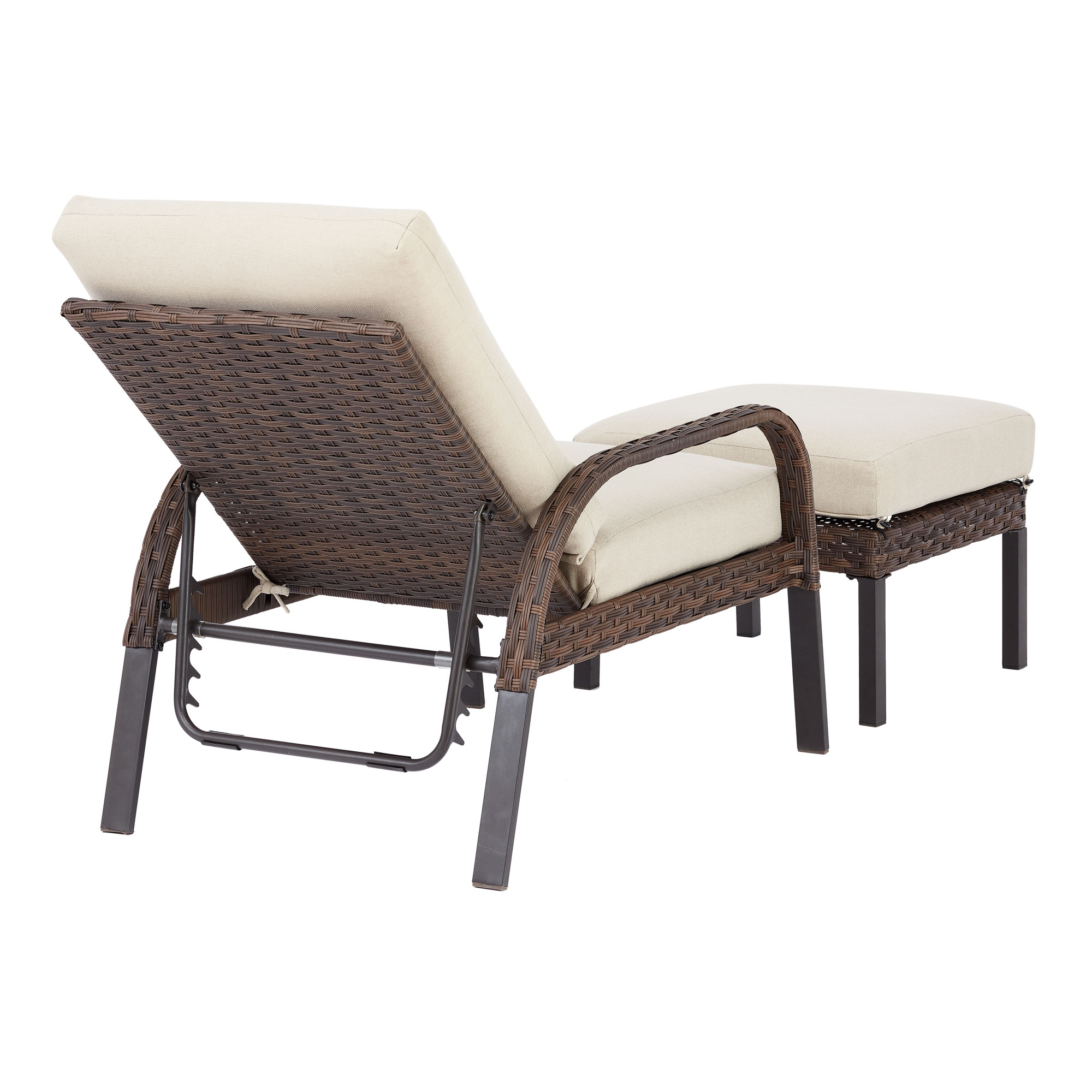Mainstays Tuscany Ridge Wicker Reclining Chaise Lounge with Ottoman, Beige - image 5 of 8