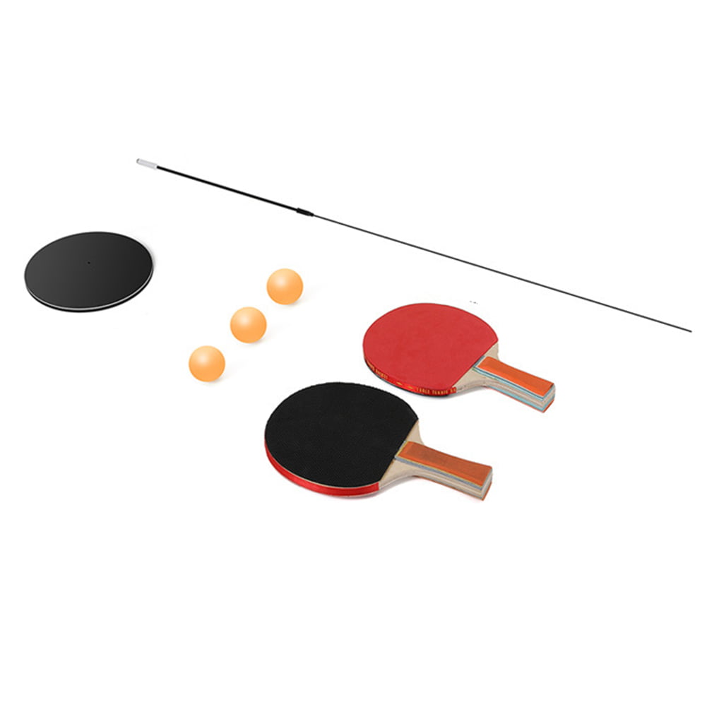 Ping Pong Balls Paddles Set for Indoor Outdoor Use 6 Ping Pong Balls Training Equipment Kit with Elastic Soft Shaft Antiskid Base Height Adjustable Table Tennis Paddle Table Tennis Trainer 