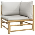 thumbnail image 2 of vidaXL 5 Piece Garden Lounge Set with Light Grey Cushions Bamboo, 2 of 5