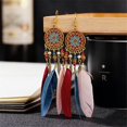 thumbnail image 1 of Boucles d'Oreilles Pendantes Rétro Boho à Pampilles Plumes Crochet d'Oreille Bijoux pour Femmes Cadeaux, 1 of 5
