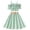 Green, variant on lnmuld Girls Solid Color 2-Piece off-Shoulder Crop Top & Skirt Set with Belt, Summer Outfit Color:Green,Size:11-12 Years