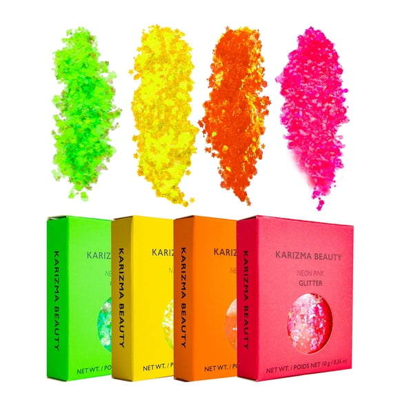 Set de purpurina KARIZMA Neon Nights! Robustos para rostro, cabello y cuerpo, 4 unidades de 10 g