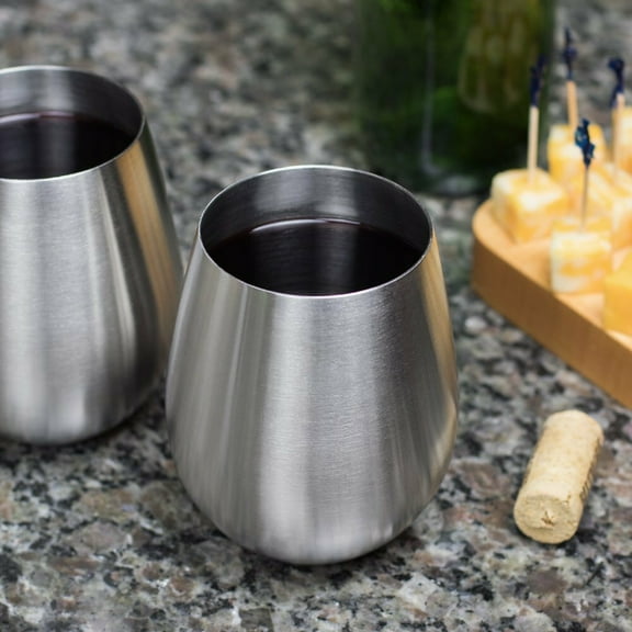 Stainless Steel Stemless Wine Glasses (4 Glasses)