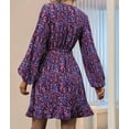 thumbnail image 6 of Dress Cheetah Ruffle Belted V Neck A Line Long Sleeve Elegant Casual Streetwear Dress XXL, 6 of 7