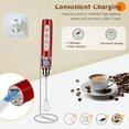thumbnail image 4 of Milk Frother Handheld Rechargeable with Stand, Frother Wand Drink Mixer Electric Whisk for Coffee, Detachable With 3 Stainless Whisks, Hand Mixer for Lattes, Cappuccino, Matcha, Egg, Red, 4 of 13