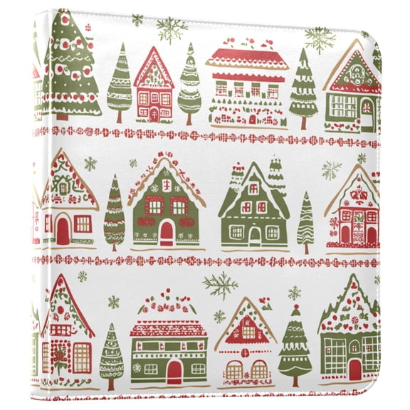 FORMRS 3 Ring Photo Album 4"x6" Self Adhesive Large Capacity PU Leather Cover, Red Christmas House