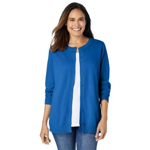 Woman Within Plus Size Perfect Long-Sleeve Cardigan Sweater