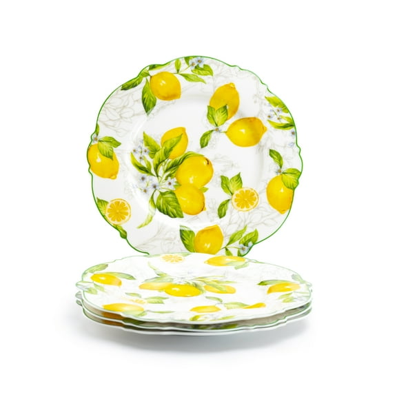8.5" Lemon Garden Fine Porcelain Dessert Plates Set of 4