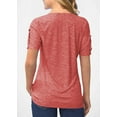 thumbnail image 3 of Sherrylily Women Summer Pleated Button Short Sleeve T-Shirt V-Neck Casual Tops, 3 of 4