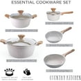 thumbnail image 4 of Country Kitchen 8-Piece Pots and Pans Set, Durable Kitchen Cookware Set, Cream, 4 of 8