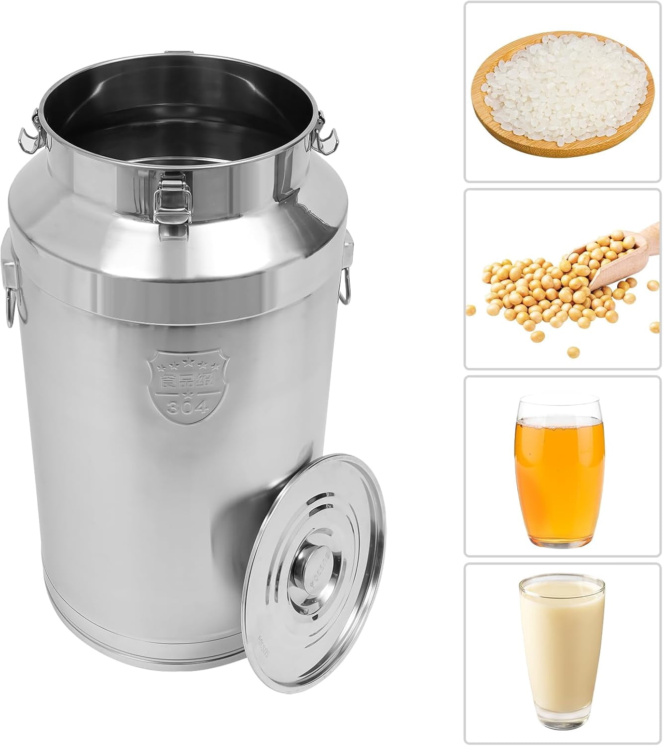 88L/23.25Gallon 304 Stainless Steel Milk Can,Heavy Duty Airtight Food Storage Container for Liquid & Dry Goods