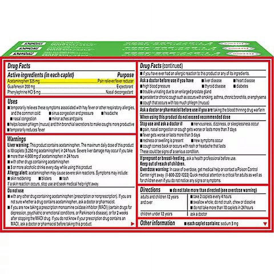 Tylenol Sinus Congestion and Pain Severe Daytime 24 Caplets - 3 Pack