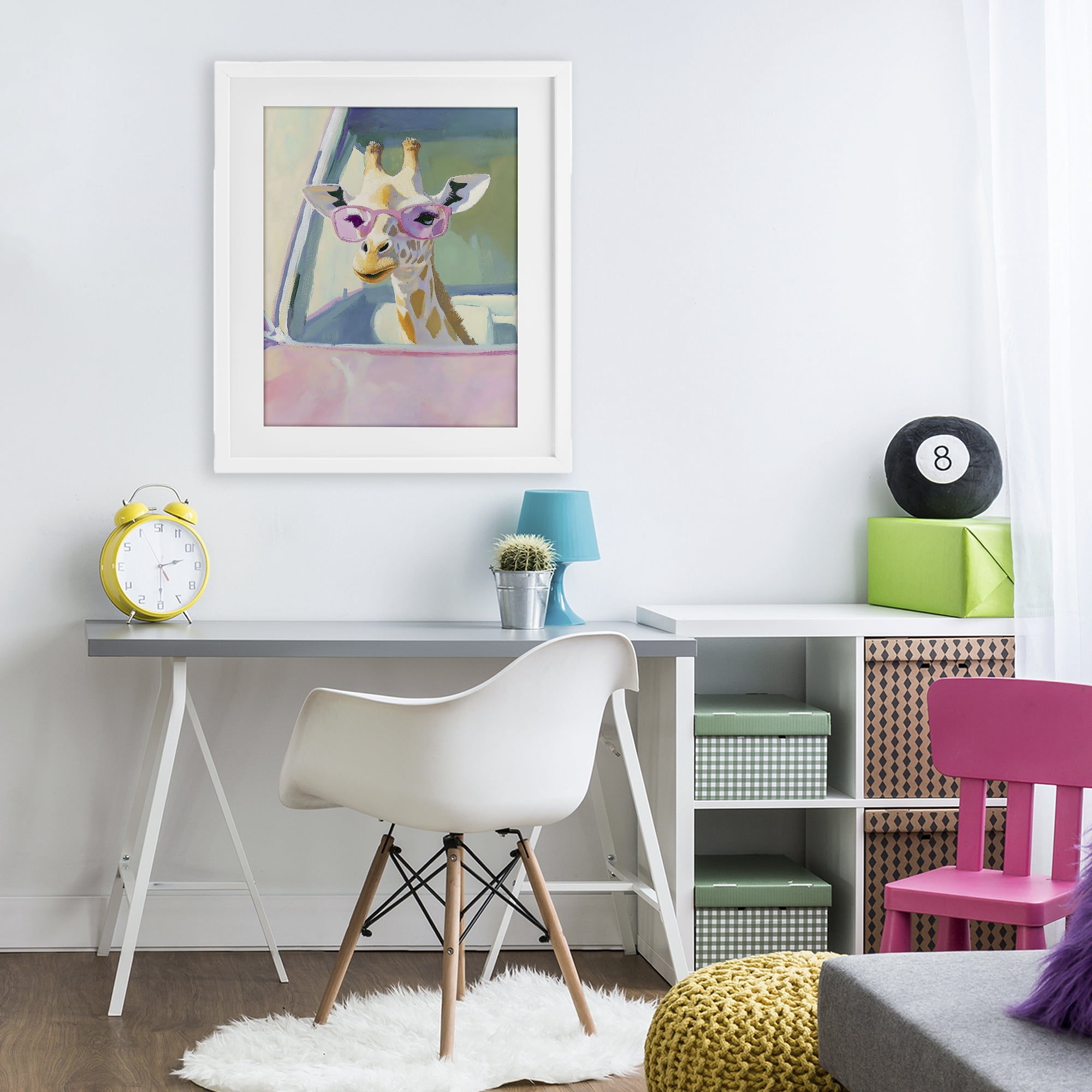 Stupell Industries Giraffe Car Ride White Framed Print Under Glass, design by The Prints Vibe
