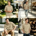thumbnail image 7 of Men's Polo Shirts Short Sleeve with Pocket T-Shirts Buttons Casual Polo Moisture Wicking Golf Shirts Light Brown XL, 7 of 7