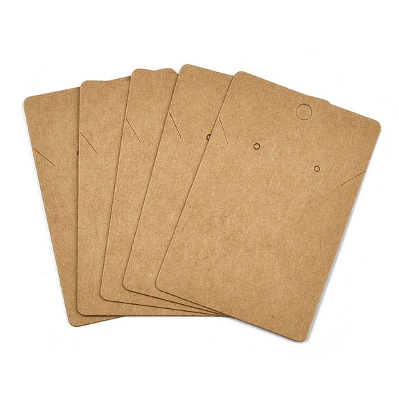 200 pc Rectangle Kraft Paper One Pair Earring Display Cards with Hanging Hole Jewelry Display Card for Pendants and Earrings Storage BurlyWood 9x6x0.06cm Hole: 6mm and 1.6mm
