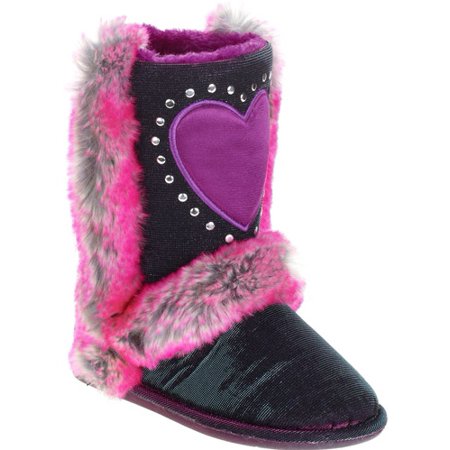 Girl's Boa Heart Print Slipper Boot