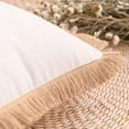 thumbnail image 4 of Nvzi 2 pcs Cotton Linen Solid Throw Pillow Covers with Fringe Farmhouse Decorative(Cream, 18"x18"), 4 of 4