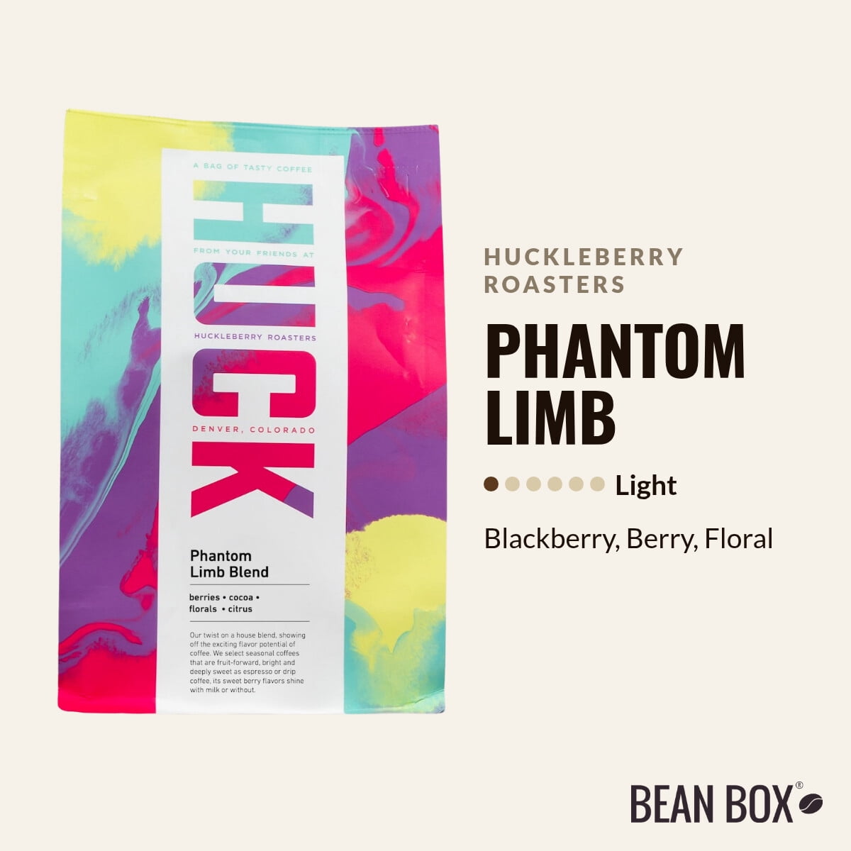 Phantom Limb - Roasted by Huckleberry Roasters - Whole Bean Coffee - 12oz Bag
