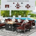 thumbnail image 5 of RADIATA 9 Pieces Aluminum Outdoor Patio Sectional Furniture Sofa Set with Fire Pit Table Large Size Luxury Comfortable Durable Water/UV-Resistant Garden Porch Backyard Party (Burgundy Cushion), 5 of 10