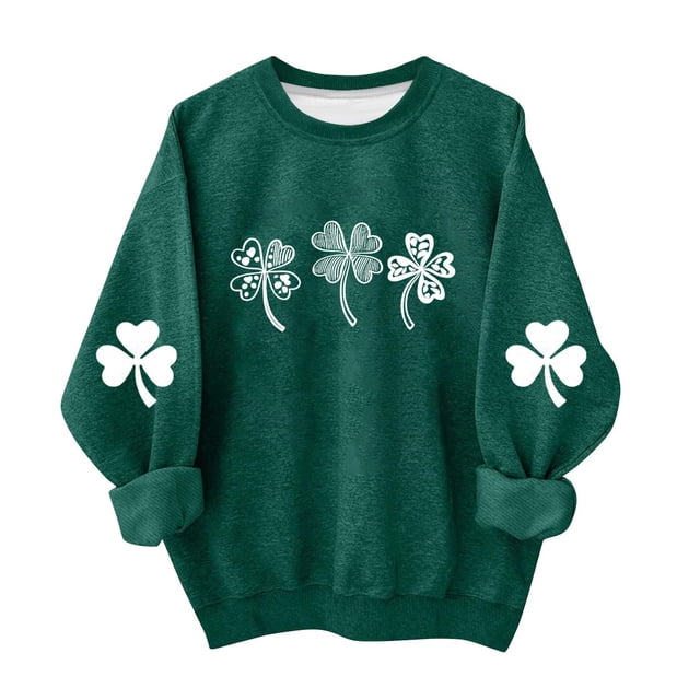 Manga Larga Vestido de Línea para las Mujeres Imprimir el Día de San Patricio Sudadera con Capucha Forrada de Lana para la Calidez de los Niños Casual Suelto de Manga Larga Cuello Redondo