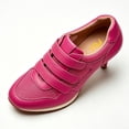 thumbnail image 3 of FSJ Women Chic Round Toe Sneaker Heels Mesh Leather Strap Stiletto Pumps Size 15 Hot Pink, 3 of 4