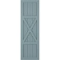 thumbnail image 5 of 12"W x 30"H True Fit PVC Center X-Board Farmhouse Fixed Mount Shutters, Peaceful Blue (Per Pair - Hardware Not Included), 5 of 7