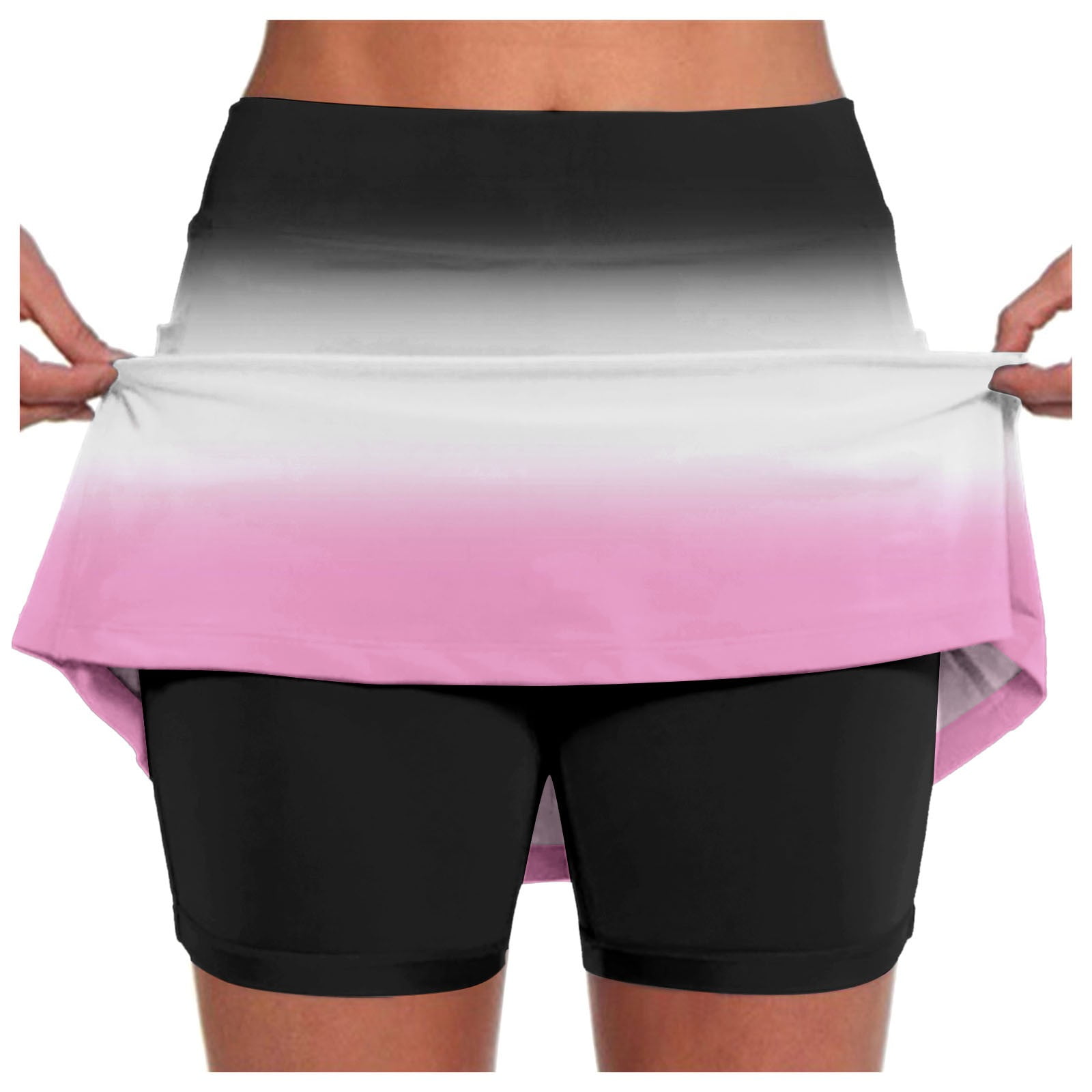 Tennis Skirts for Women Inner Shorts Gradient Color Tennis Golf Skort Lightweight Trendy Tennis Skirt for Running Golf Workout Light Pink 3XL